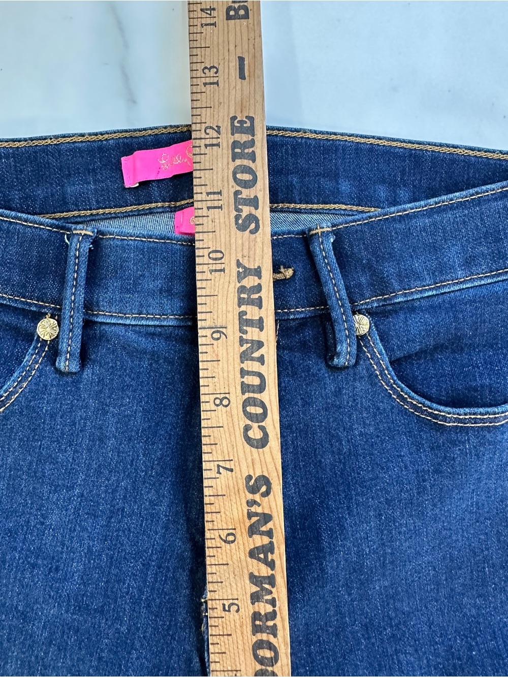 Lilly Pulitzer $178 dark rinse mid-rise tapered leg Jeans size 6 28"waist - Picture 7 of 10